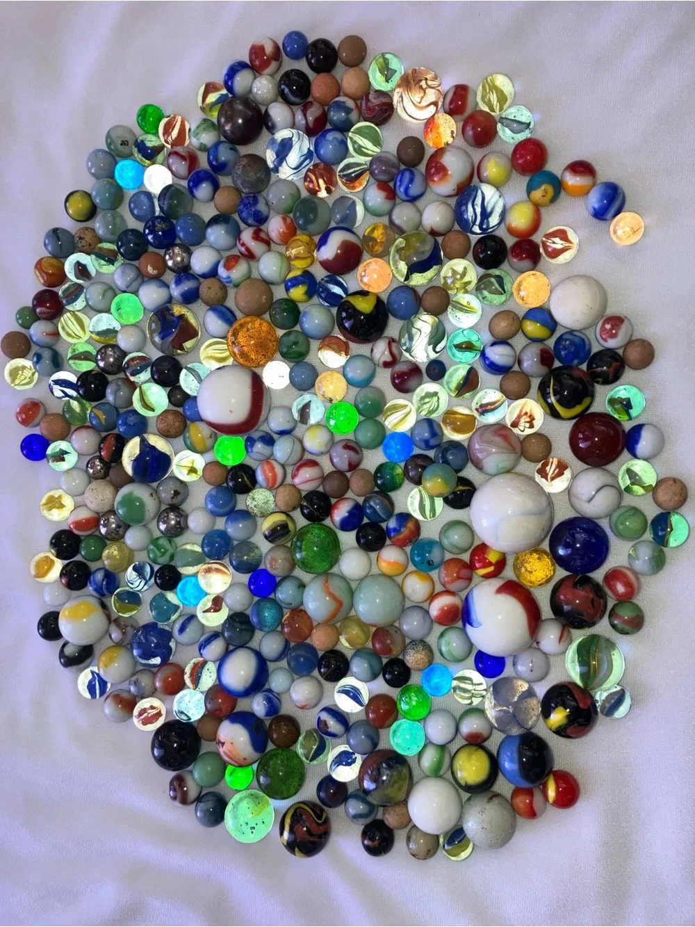 Vintage 30 pc collection Blue and White glass marbles